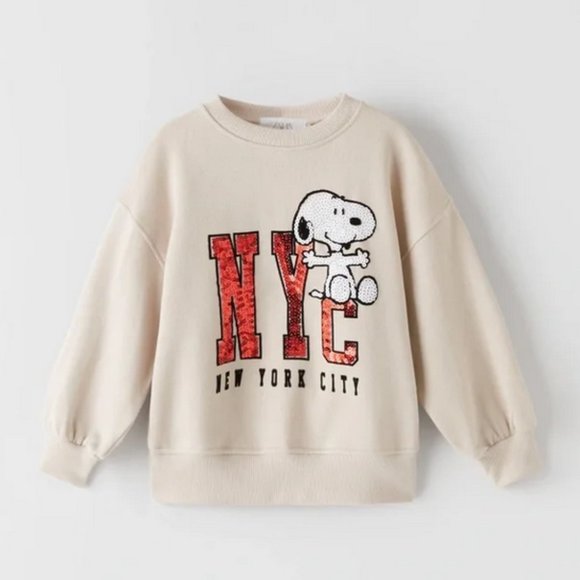 Zara Shirts & Tops Zara Snoopy Peanuts Sequin Oversized Sweatshirt